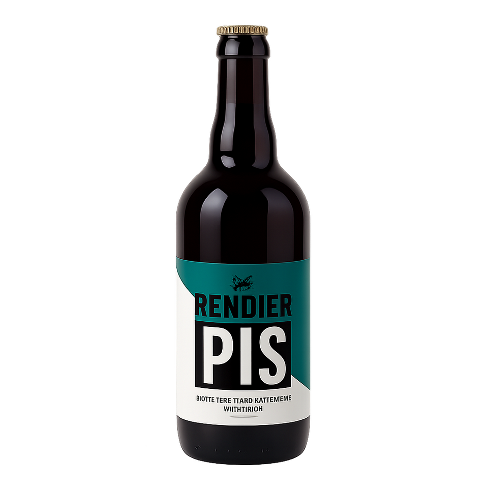 Bierfles van 750ml met het label Rendier pis